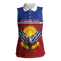 Kiribati 45th Independence Day Women Sleeveless Polo Shirt Lesser Frigatebird Tribal Pattern LT05 Female Red - Polynesian Pride