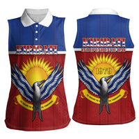 Kiribati 45th Independence Day Women Sleeveless Polo Shirt Lesser Frigatebird Tribal Pattern LT05 - Polynesian Pride