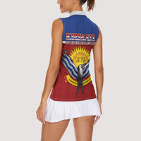 Kiribati 45th Independence Day Women Sleeveless Polo Shirt Lesser Frigatebird Tribal Pattern LT05 - Polynesian Pride