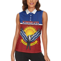 Kiribati 45th Independence Day Women Sleeveless Polo Shirt Lesser Frigatebird Tribal Pattern LT05 - Polynesian Pride