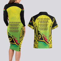 Vanuatu 46th Independence Couples Matching Long Sleeve Bodycon Dress and Hawaiian Shirt Special Style LT05 - Polynesian Pride
