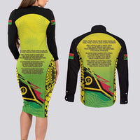 Vanuatu 45th Independence Couples Matching Long Sleeve Bodycon Dress and Long Sleeve Button Shirt Special Style - Polynesian Pride