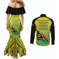 Vanuatu 46th Independence Couples Matching Mermaid Dress and Long Sleeve Button Shirt Special Style LT05 - Polynesian Pride