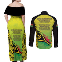 Vanuatu 45th Independence Couples Matching Off Shoulder Maxi Dress and Long Sleeve Button Shirt Special Style - Polynesian Pride