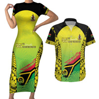 Vanuatu 46th Independence Couples Matching Short Sleeve Bodycon Dress and Hawaiian Shirt Special Style LT05 Yellow - Polynesian Pride