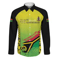 Vanuatu 46th Independence Family Matching Off Shoulder Maxi Dress and Hawaiian Shirt Special Style LT05 Dad's Shirt - Long Sleeve Yellow - Polynesian Pride