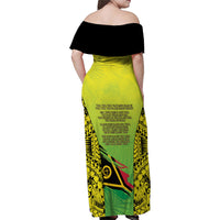 Vanuatu 46th Independence Family Matching Off Shoulder Maxi Dress and Hawaiian Shirt Special Style LT05 - Polynesian Pride