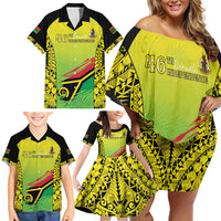 Vanuatu 46th Independence Family Matching Off Shoulder Short Dress and Hawaiian Shirt Special Style LT05 - Polynesian Pride