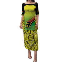 Vanuatu 46th Independence Family Matching Puletasi and Hawaiian Shirt Special Style LT05 Mom's Dress Yellow - Polynesian Pride
