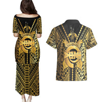 Vanuatu 46th Anniversary Of Independence Couples Matching Puletasi and Hawaiian Shirt Gold Style LT05 - Polynesian Pride