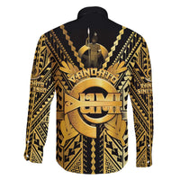 Vanuatu 45th Anniversary Of Independence Family Matching Off The Shoulder Long Sleeve Dress and Hawaiian Shirt Gold Style - Polynesian Pride