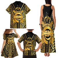 Vanuatu 46th Anniversary Of Independence Family Matching Tank Maxi Dress and Hawaiian Shirt Gold Style LT05 - Polynesian Pride