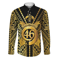 Vanuatu 46th Anniversary Of Independence Family Matching Tank Maxi Dress and Hawaiian Shirt Gold Style LT05 Dad's Shirt - Long Sleeve Gold - Polynesian Pride