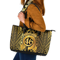 Vanuatu 46th Anniversary Of Independence Leather Tote Bag Gold Style LT05 Gold - Polynesian Pride