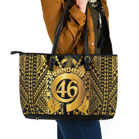 Vanuatu 46th Anniversary Of Independence Leather Tote Bag Gold Style LT05 - Polynesian Pride