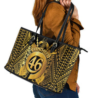 Vanuatu 46th Anniversary Of Independence Leather Tote Bag Gold Style LT05 - Polynesian Pride