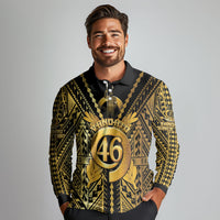 Vanuatu 46th Anniversary Of Independence Long Sleeve Polo Shirt Gold Style LT05 - Polynesian Pride