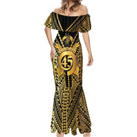 Vanuatu 45th Anniversary Of Independence Mermaid Dress Gold Style - Polynesian Pride