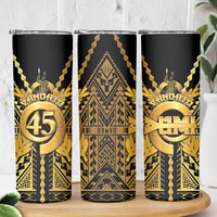 Vanuatu 45th Anniversary Of Independence Skinny Tumbler Gold Style - Polynesian Pride