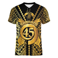 Vanuatu 45th Anniversary Of Independence Women V-Neck T-Shirt Gold Style - Polynesian Pride