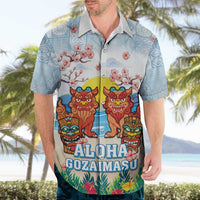 Hawaii And Japan Okinawa Hawaiian Shirt Aloha Gozaimasu Tiki With Shisa