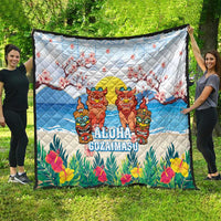 Hawaii And Japan Okinawa Quilt Aloha Gozaimasu Tiki With Shisa LT05 - Polynesian Pride