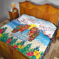 Hawaii And Japan Okinawa Quilt Aloha Gozaimasu Tiki With Shisa LT05 - Polynesian Pride
