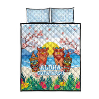 Hawaii And Japan Okinawa Quilt Bed Set Aloha Gozaimasu Tiki With Shisa LT05 - Polynesian Pride