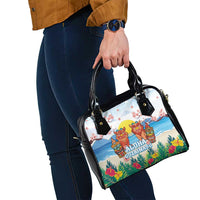 Hawaii And Japan Okinawa Shoulder Handbag Aloha Gozaimasu Tiki With Shisa