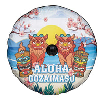 Hawaii And Japan Okinawa Spare Tire Cover Aloha Gozaimasu Tiki With Shisa