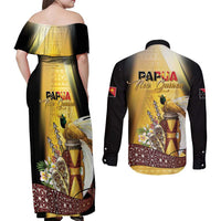 Papua New Guinea Couples Matching Off Shoulder Maxi Dress and Long Sleeve Button Shirt Independence Day Unique Style LT05 - Polynesian Pride
