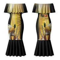 Papua New Guinea Family Matching Mermaid Dress and Hawaiian Shirt Independence Day Unique Style LT05 Mom's Dress Gold - Polynesian Pride