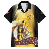 Papua New Guinea Family Matching Off Shoulder Maxi Dress and Hawaiian Shirt Independence Day Unique Style LT05 Dad's Shirt - Short Sleeve Gold - Polynesian Pride