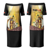 Papua New Guinea Family Matching Puletasi and Hawaiian Shirt Independence Day Unique Style LT05 Mom's Dress Gold - Polynesian Pride