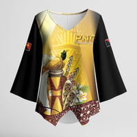 Papua New Guinea Kimono Sleeve Blouse Independence Day Unique Style LT05 Female Gold - Polynesian Pride
