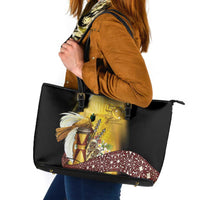 Papua New Guinea Leather Tote Bag 50 Years Of Independence - Polynesian Pride