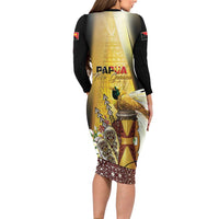 Papua New Guinea Long Sleeve Bodycon Dress Independence Day Unique Style LT05 - Polynesian Pride