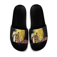 Papua New Guinea Slide Sandals 50 Years Of Independence LT05 Gold - Polynesian Pride