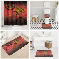 Papua New Guinea Bathroom Set Birds Of Paradise With Aboriginal Pattern - Polynesian Pride