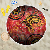 Papua New Guinea Beach Blanket Birds Of Paradise With Aboriginal Pattern - Polynesian Pride