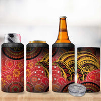 Papua New Guinea 4 in 1 Can Cooler Tumbler Birds Of Paradise With Aboriginal Pattern - Polynesian Pride