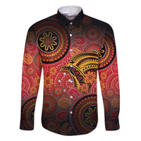 Papua New Guinea Family Matching Long Sleeve Bodycon Dress and Hawaiian Shirt Birds Of Paradise With Aboriginal Pattern - Polynesian Pride