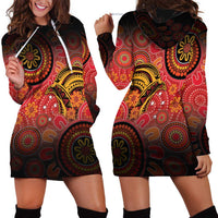 Papua New Guinea Hoodie Dress Birds Of Paradise With Aboriginal Pattern LT05 - Polynesian Pride