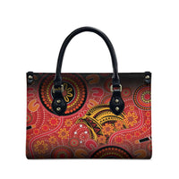 Papua New Guinea Leather Bag Birds Of Paradise With Aboriginal Pattern - Polynesian Pride