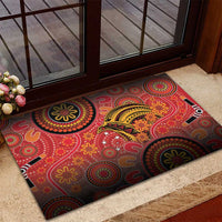 Papua New Guinea Rubber Doormat Birds Of Paradise With Aboriginal Pattern - Polynesian Pride