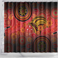 Papua New Guinea Shower Curtain Birds Of Paradise With Aboriginal Pattern - Polynesian Pride