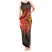 Papua New Guinea Tank Maxi Dress Birds Of Paradise With Aboriginal Pattern - Polynesian Pride