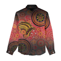 Papua New Guinea Women Casual Shirt Birds Of Paradise With Aboriginal Pattern - Polynesian Pride