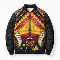 Papua New Guinea Independence Day Bomber Puffer Jacket Tribal Mask - Polynesian Pride