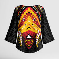 Papua New Guinea Independence Day Kimono Sleeve Blouse Tribal Mask LT05 - Polynesian Pride